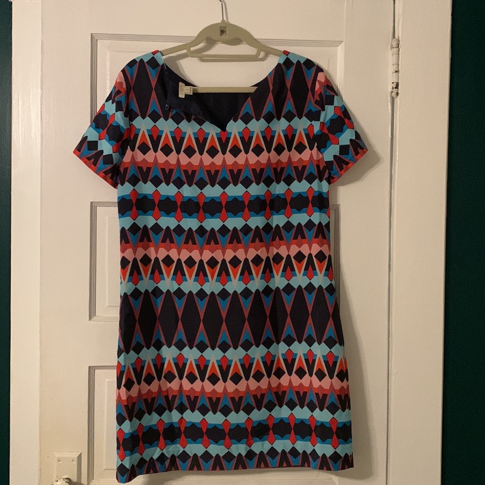 Jcrew Multi Colored Geometric Pattern Mini Dress - image 2